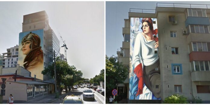 femei pioner aviația română picturi murale