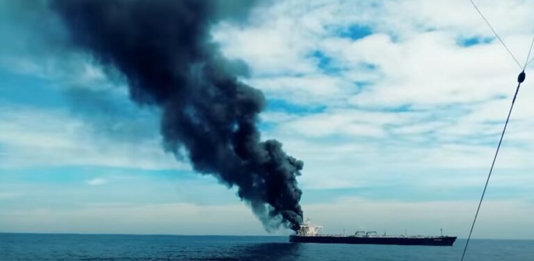 VIDEO Super-petrolier în flăcări în Oceanul Indian: Sri Lanka a început să-l îndepărteze de coastă