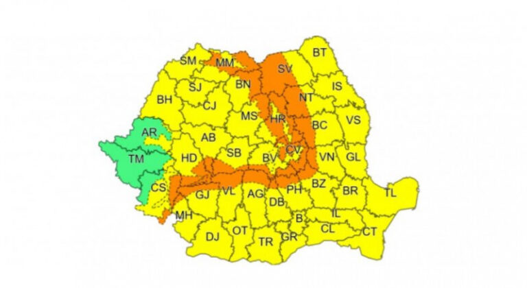 Cod portocaliu de vânt puternic în jumătate din țară