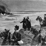 A_cavalry_patrol_watching_the_burning_of_farmhouses_by_the_rioters_near_Bujeu